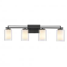 Trans Globe 22484 BK - 4LT VANITY-GLASS SHADE X2-BK